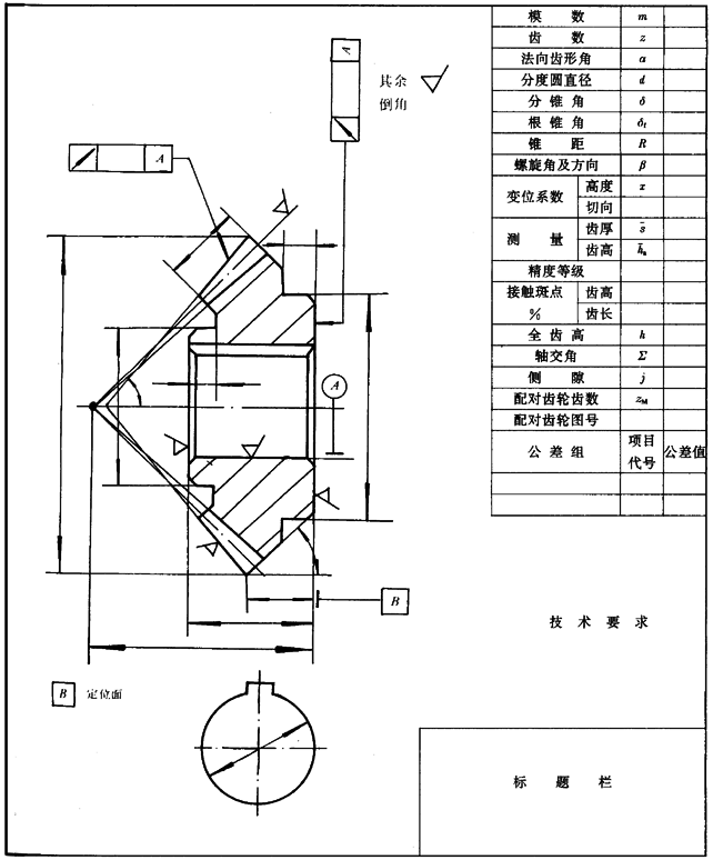 錐齒輪圖樣上應注明的尺寸數據
