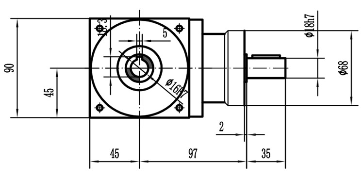 HDA09系列換向器：HDA09-2：1-E外形安裝尺寸圖2